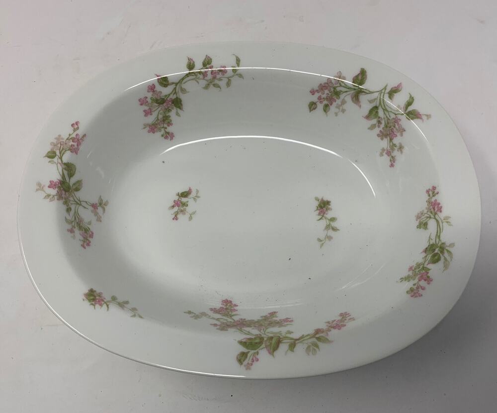 Theodore Haviland Limoges Pink Sprays 10" Oval Serving Bowl Circa 1904 - 1925